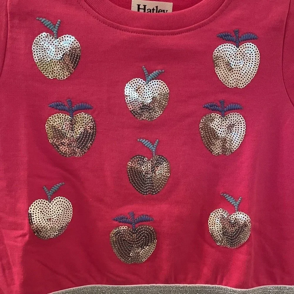 Hatley Shiny Apple Fun Elastic Waist Dress Pink Plaid Skirt Girls Size 3 NWT